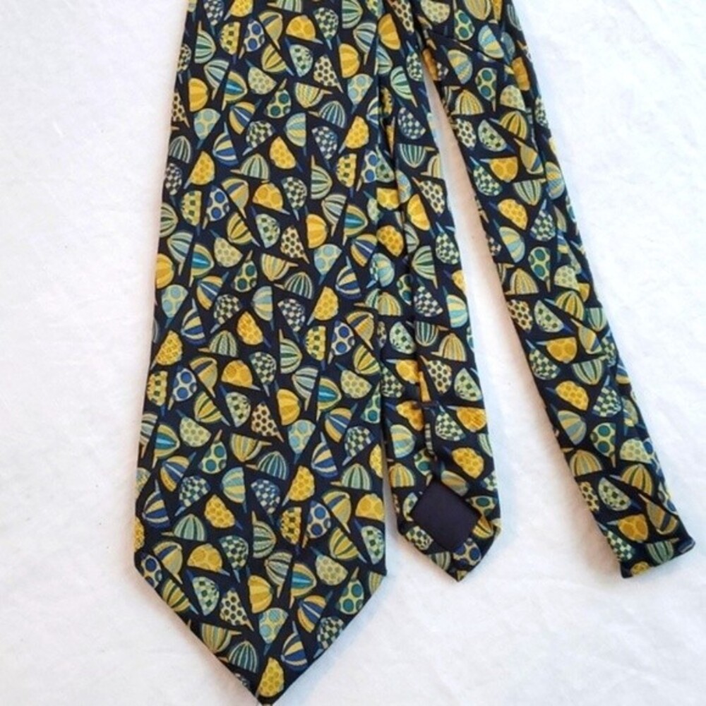 ALTEA MILANO NAVY BLUE SILK TIE WITH JOCKEY HATS - Picture 3 of 5